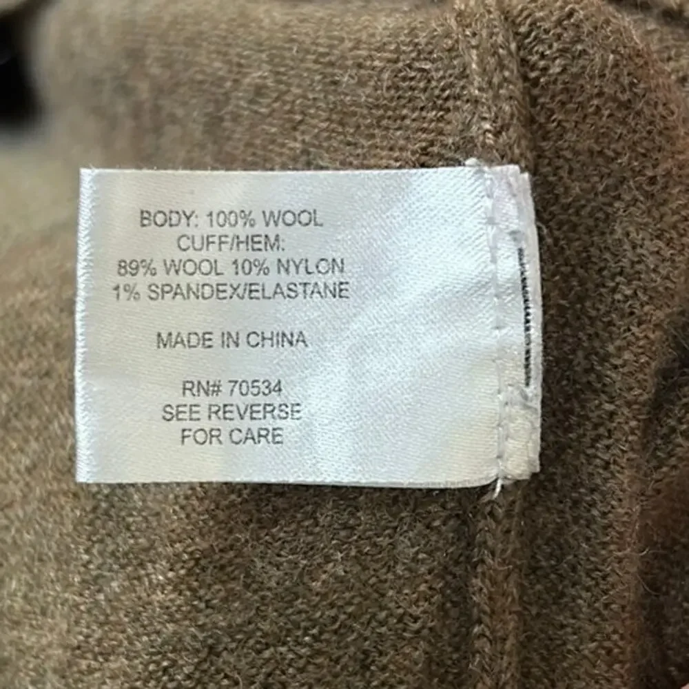 Orvis Brown 100% Wool Quarter-Zip Pullover Sweater Size XXL
